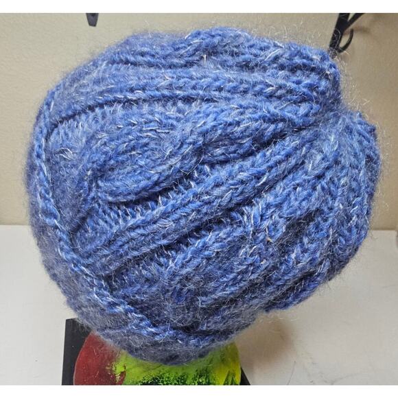 Mohair n Wool Blue twist chains Beanie NWT handmade. Never used. Warm. Soft. - Picture 8 of 12